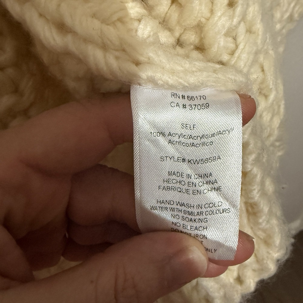 Greylin Anthropologie Chunky Cardigan Sweater With Hood Ivory Small Boho Comfy - Picture 6 of 9